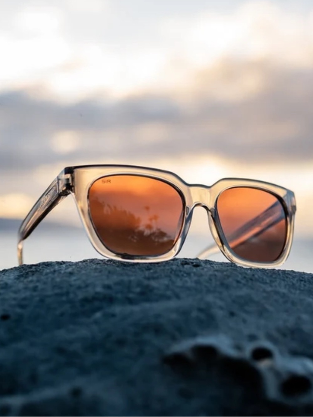 Dahlia Women's Sunglasses — Aspen Beige Frame with Amber Lenses